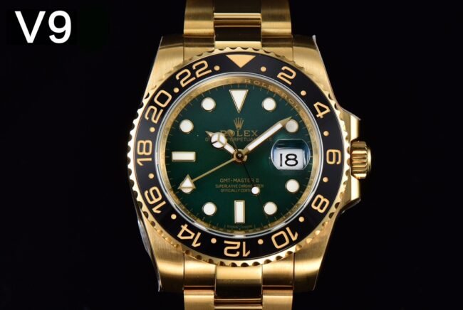 top-tiersuper cloneＶ9Rolexgreen dialGMT-MasterGMT full series watch front view