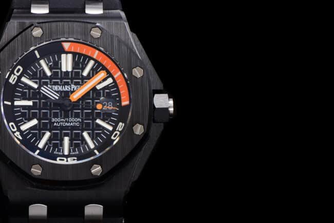 High-end replica watch factory AP 15707 black luminous ceramic classic watch detailed images