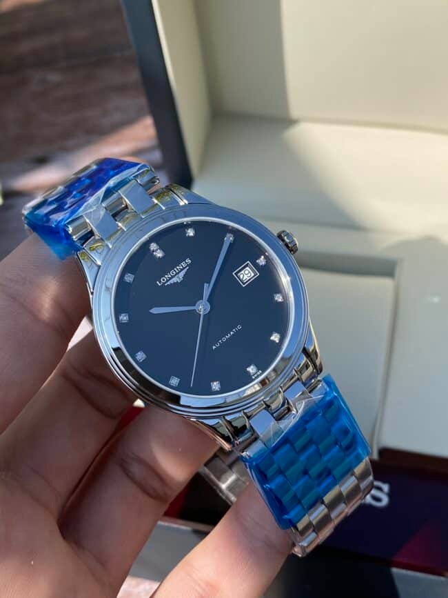 Longines L4.874.4.57.6 Réplique de montre Super A 1:1 pour homme avec drapeau militaire, bracelet en acier à cadran noir classique centenaire avec mouvement gravé 2892 — luxury replica watch guide | Watch Replica Expert