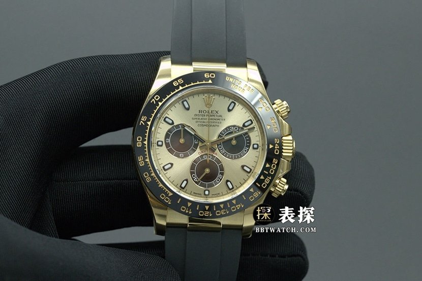 Clean Rolex masculino Cosmograph Daytona 116518LN-0048 1:1 réplica de relógio superior, mostrador Champagne Panda com movimento 4130 e pulseira de borracha — detailed review and buying guide | Watch Replica Expert