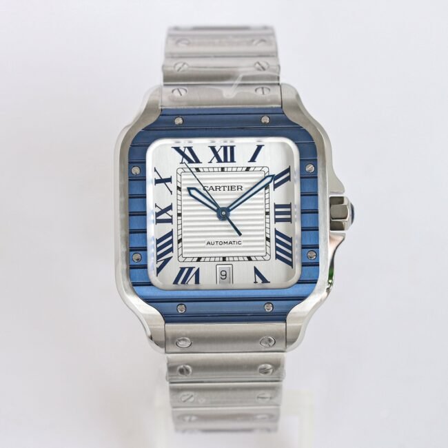 WSSA0047 GF Factory Cartier Santos réplica de relógio masculino com mostrador cinza prateado, pulseira de aço e cristal de safira — detailed review and buying guide | Watch Replica Expert