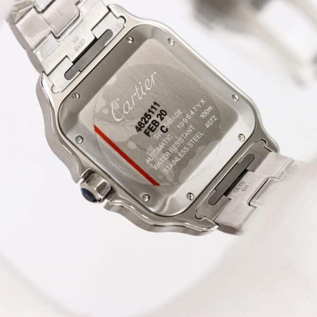 Cartier new GF Santos white steel rubber strap men's watch back cover picture