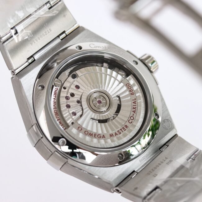 Factory replica Omega white steel OR original mold development new 39mm Constellation series stainless steel watch movement diagram