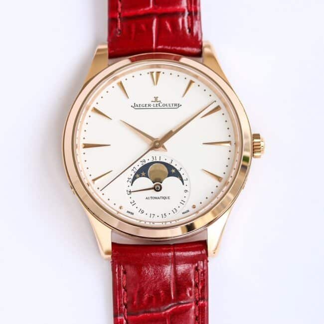 Relógio feminino Master Top 1:1 Super Clone GF Jaeger-LeCoultre, mostrador branco, fase da lua, pulseira em ouro rosa de 36 mm — luxury replica watch guide | Watch Replica Expert