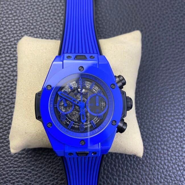 ZF Hublot Factory Men's 1:1 Top Replica BIG BANG Unico Colored Ceramic Watch with Openworked Disk and Blue Rubber Strap Model 411.ES.5119.RX — luxury replica watch guide | Watch Replica Expert