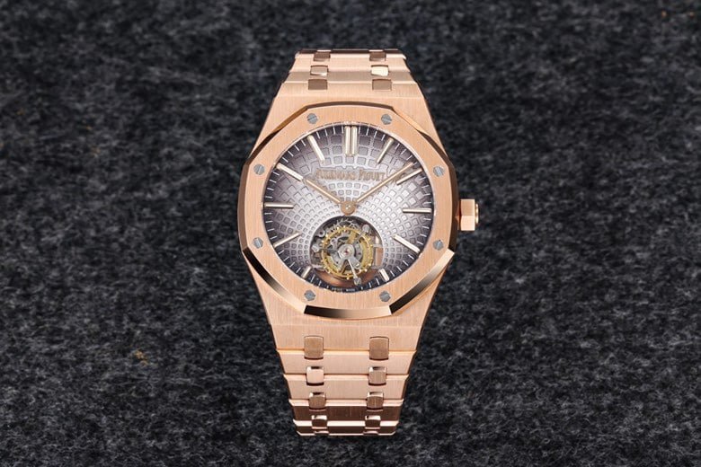 R8 Factory Audemars Piguet Audemars Piguet Herren-Royal Oak 1:1 Super A Super Clone Automatik-Tourbillonuhr, rauchgraues Zifferblatt, roségoldenes Stahlarmband, Modell 26530OR.OO.1220OR.01 — luxury replica watch guide | Watch Replica Expert