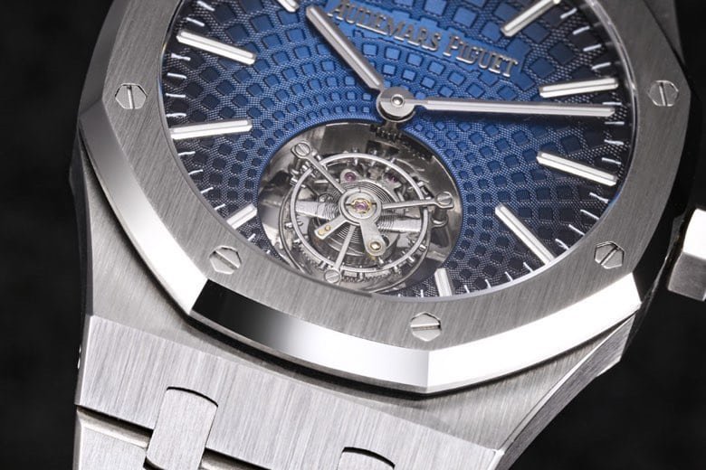 Dachang high-quality replicaR8 factory 2022 Audemars Piguetblue dialRoyal Oak self-winding tourbillon men's watch detail shots