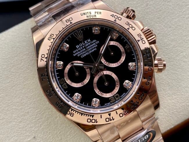 top-tier replicaBTRolex full rose goldDaytona4130 men's watch front view