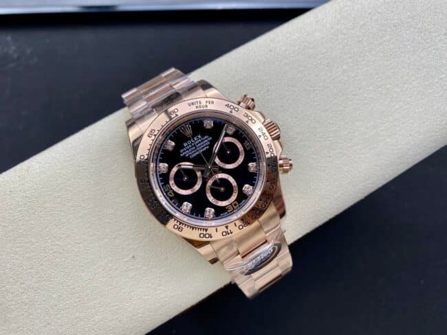 top-tier replicaBTRolex full rose goldDaytona4130 men's watch front view