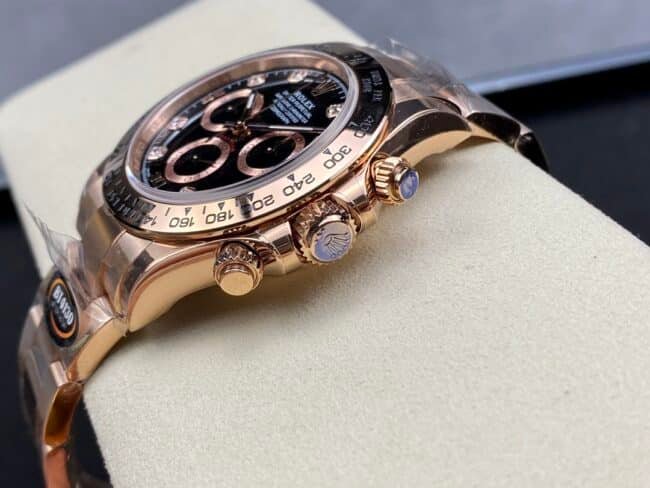 top-tier replicaBTRolex full rose goldDaytona4130 men's watch side view