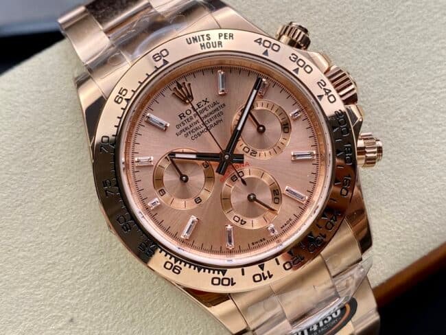 top-tiersuper cloneBTRolex full rose goldDaytona4130movement904stainless steel men's watch front view