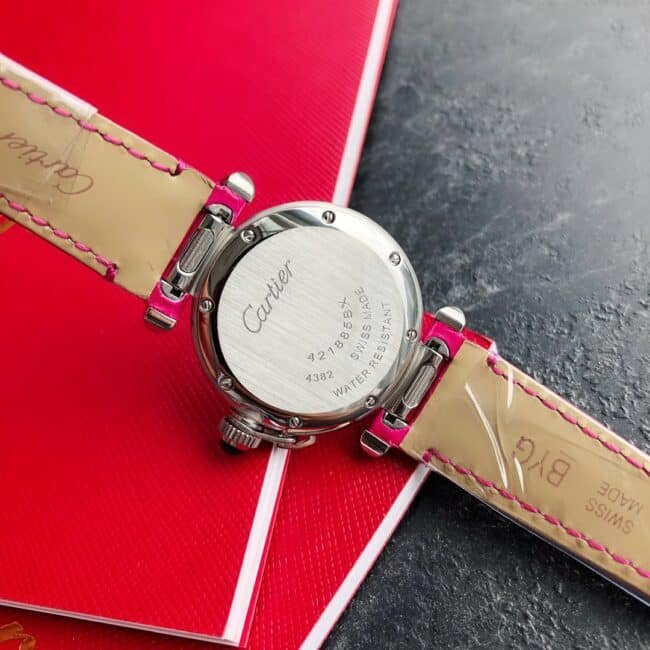 Top replica Cartier style 4 rose gold silver ladies watch case back image