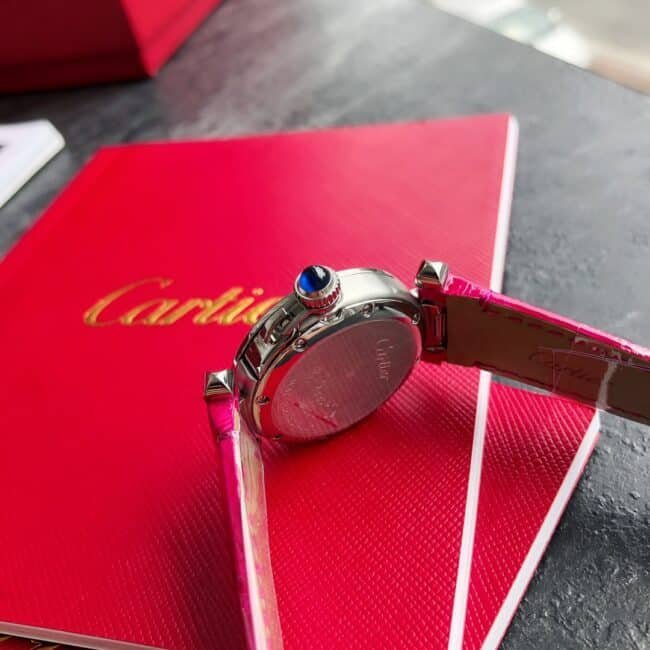 Top quality replica Cartier ladies watch, 4 rose gold and silver, side view