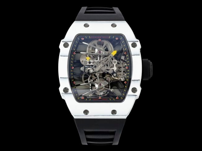 Front view of a high-quality replica Richard Mille RM 27-02 sports tourbillon men's watch from a major manufacturer.
