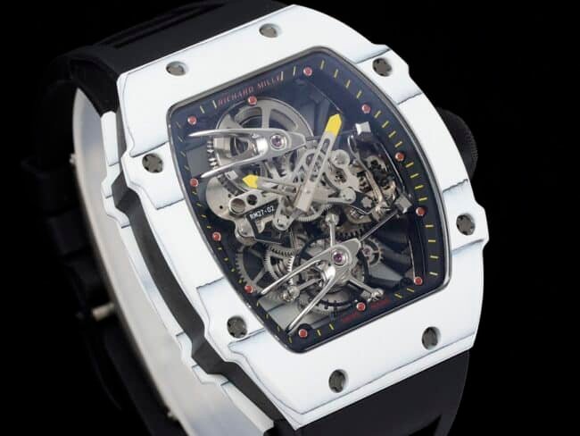 Front view of a high-quality replica Richard Mille RM 27-02 sports tourbillon men's watch from a major manufacturer.