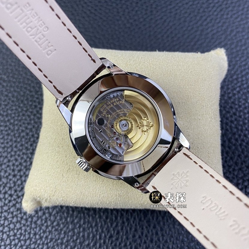 GR factory Patek Philippe super complex timepiece 5320G-011super clone watch men's rose gold dial leather strap model pictures and prices caseback live photo