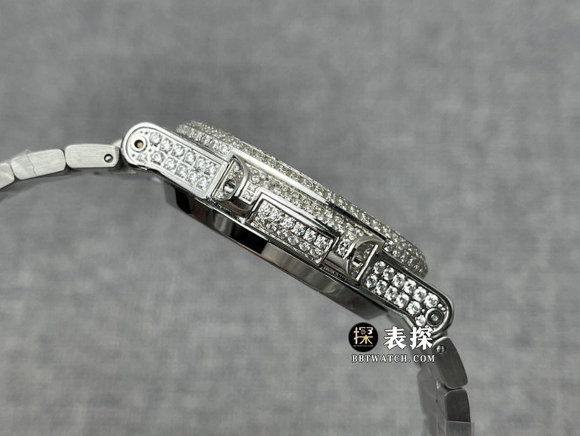 Patek Philippe super clone watch men's Nautilus full diamond steel bracelet model pictures and prices side live photo