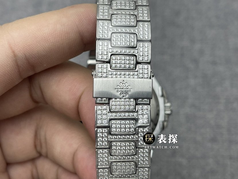 Patek Philippe super clone watch men's Nautilus full diamond steel bracelet model pictures and prices braceletlive photos