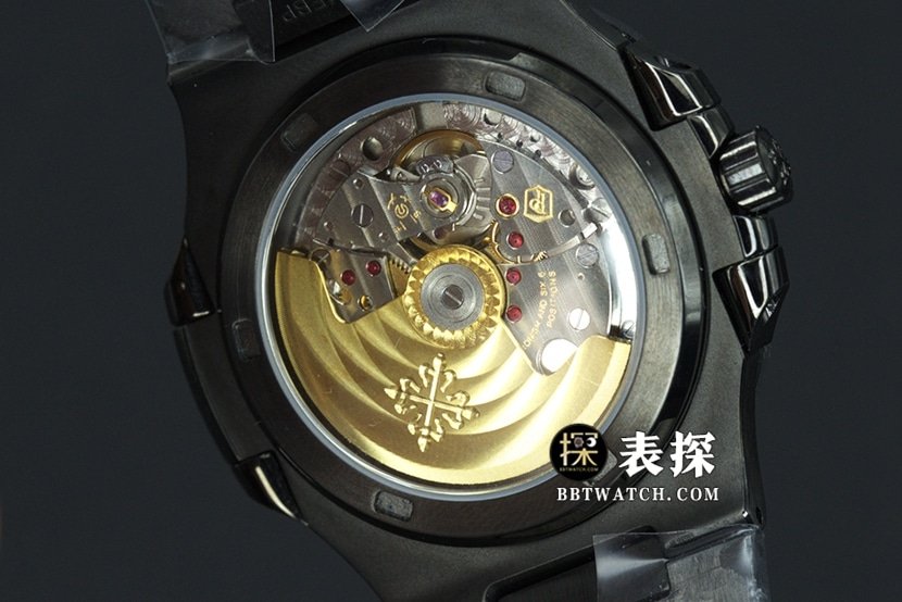 DiWPatek Philippe sporty and elegant super clone watch black dial white needle steel bracelet model pictures and prices caseback live photo