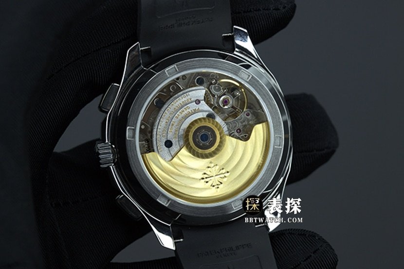  YL Factory Patek Philippe 1:1 Super A Replica Watch Men's Black Dial Rubber Strap Real Photo Price Back View