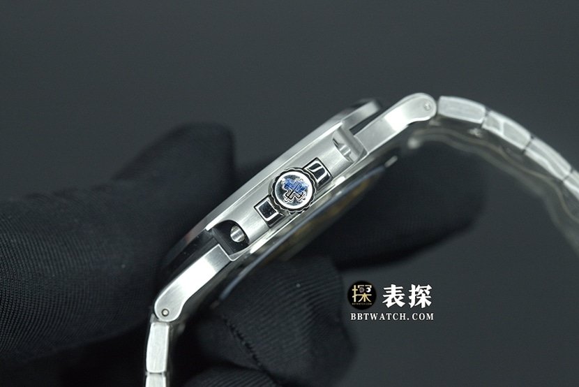 3KPatek Philippe sporty and elegant 1:1 super clone watch men's blue sunburst dial steel bracelet model pictures and prices side live photo