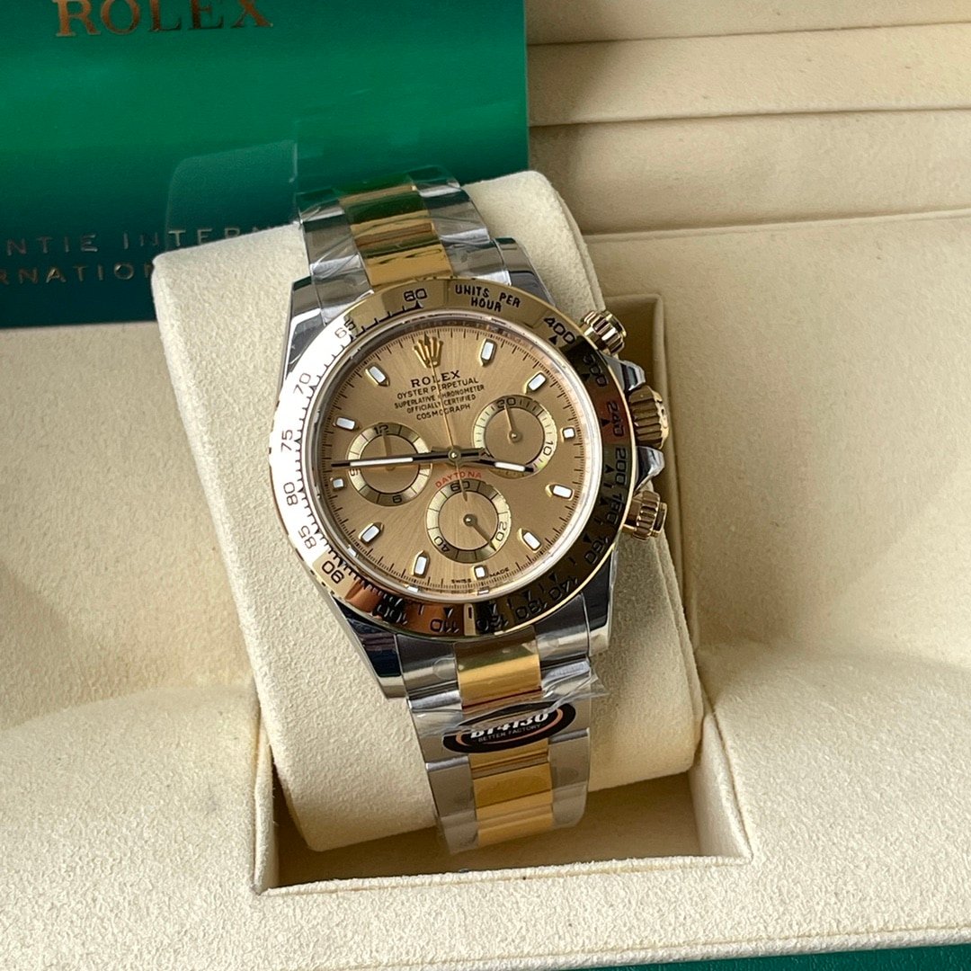 BT factory Rolex men's Daytona1:1super clone watch gold panda disc steel bracelet model m116503-0003front live photo