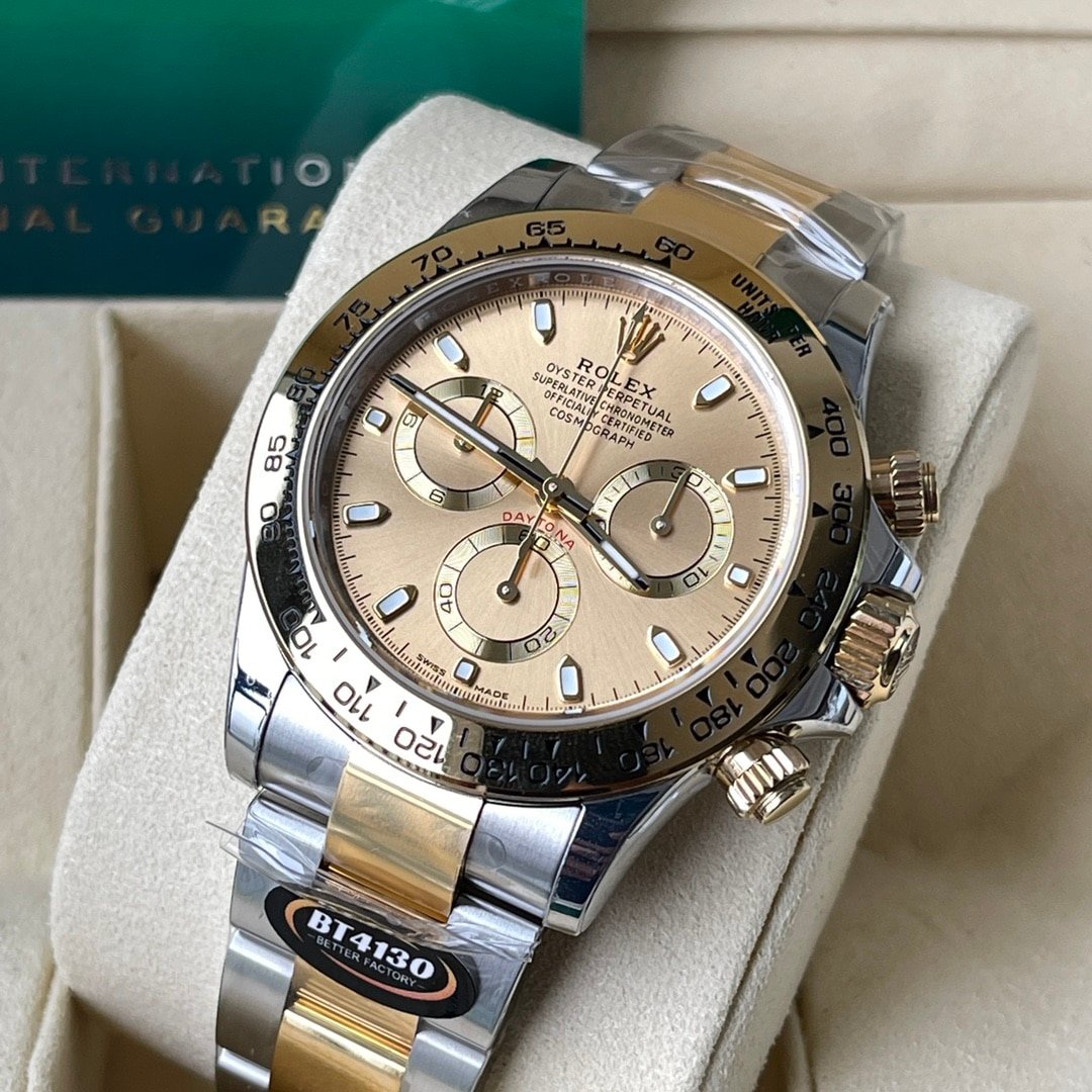 BT factory Rolex men's Daytona1:1super clone watch gold panda disc steel bracelet model m116503-0003front live photo
