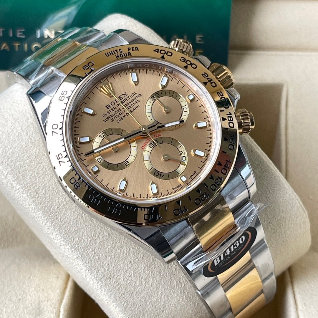 BT factory Rolex men's Daytona1:1super clone watch gold panda disc steel bracelet model m116503-0003front live photo