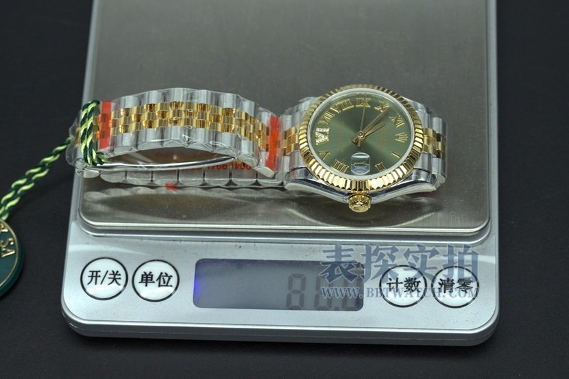TW factory Rolex log replica 31mm women's mechanical watch green face weight 88 grams