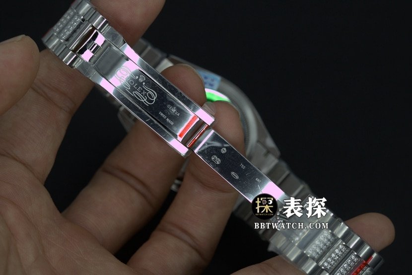 BP Factory Rolex Day-Date 1:1 Super A Replica Watch Full Diamond Dial Steel Band Model Pictures and Price List Buckle Real Shot Pictures