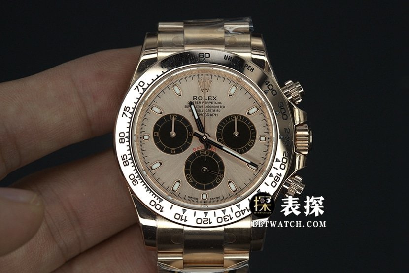 BT factory Rolex Daytona super clone watch men's rose goldsteel bracelet pictures and prices front live photo