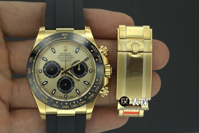 Factory C Rolex men's Cosmograph Daytona1:1super clone watch champagne panda dial rubber model M116518ln-0048 overall live photos