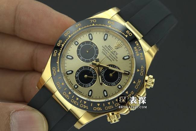 Factory C Rolex men's Cosmograph Daytona1:1super clone watch champagne panda dial rubber model M116518ln-0048 overall live photos