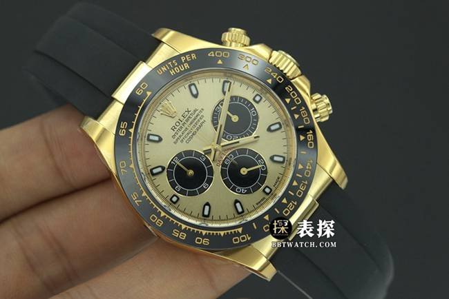 Factory C Rolex men's Cosmograph Daytona1:1super clone watch champagne panda dial rubber model M116518ln-0048 overall live photos