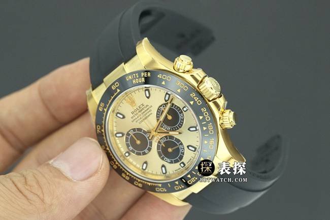 Factory C Rolex men's Cosmograph Daytona1:1super clone watch champagne panda dial rubber model M116518ln-0048 overall live photos