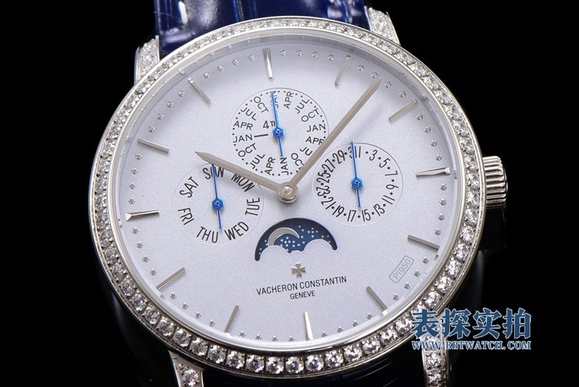 Big factory high-quality replica Vacheron Constantin heritage series white steel perpetual calendar men's mechanical watch front