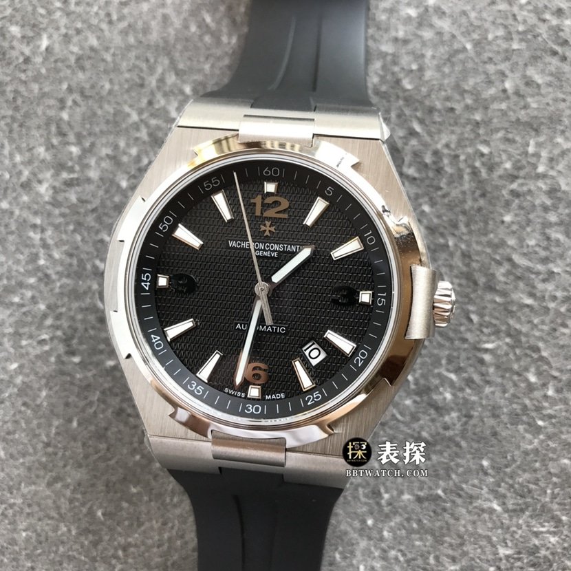 MKS Factory Vacheron Constantin Overseas Four Seas Relógio masculino, pulseira de borracha preta 1:1 Super Clone com logotipo lapidado em diamante — luxury replica watch guide | Watch Replica Expert