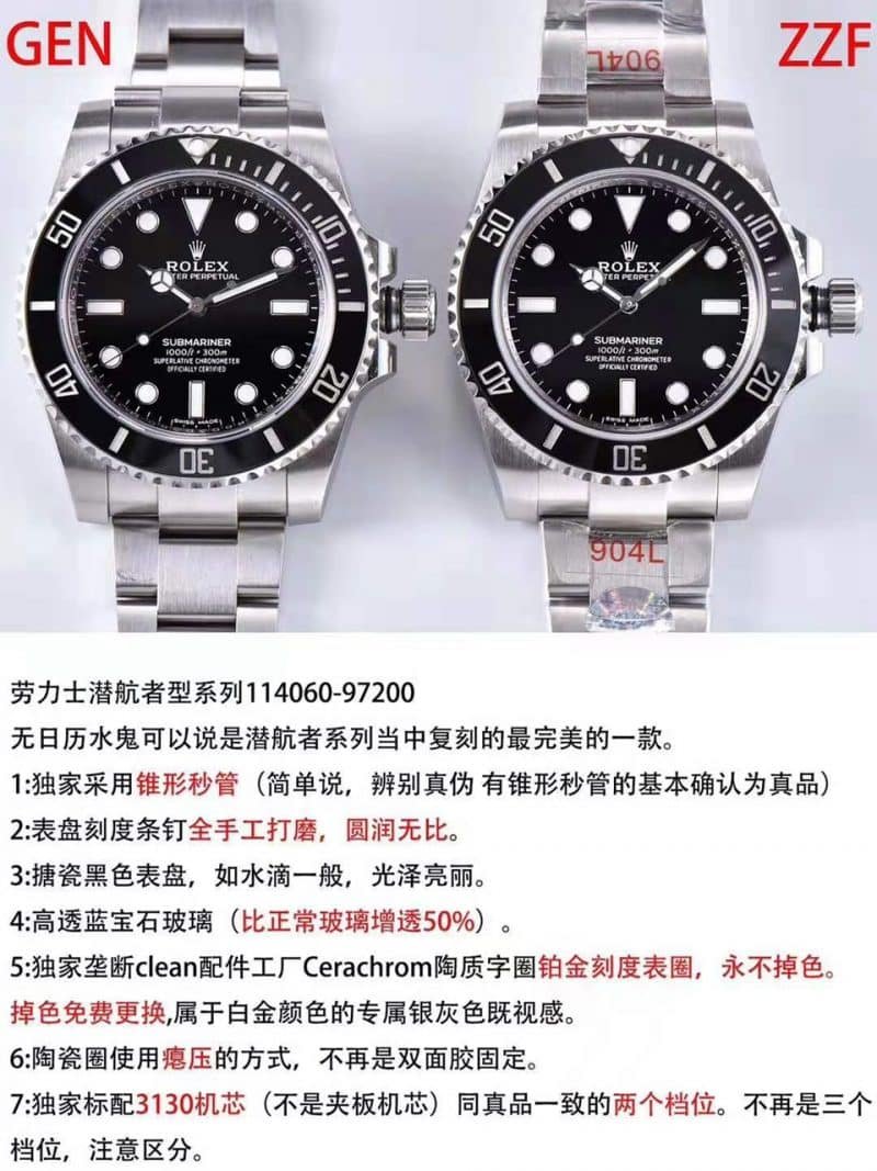 ZZF Factory Rolex Rolex Submariner 114060 Comparaison Black Spook sans date : design classique, lunette en céramique et examen de produit authentique — luxury replica watch guide | Watch Replica Expert