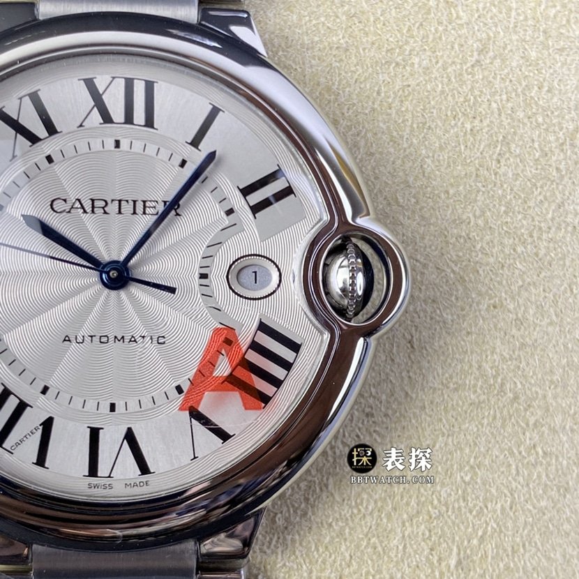 V6 factory Cartier blue balloon top 1:1 imitation watches men's silver and white disk steel strap models pictures and prices front real picture