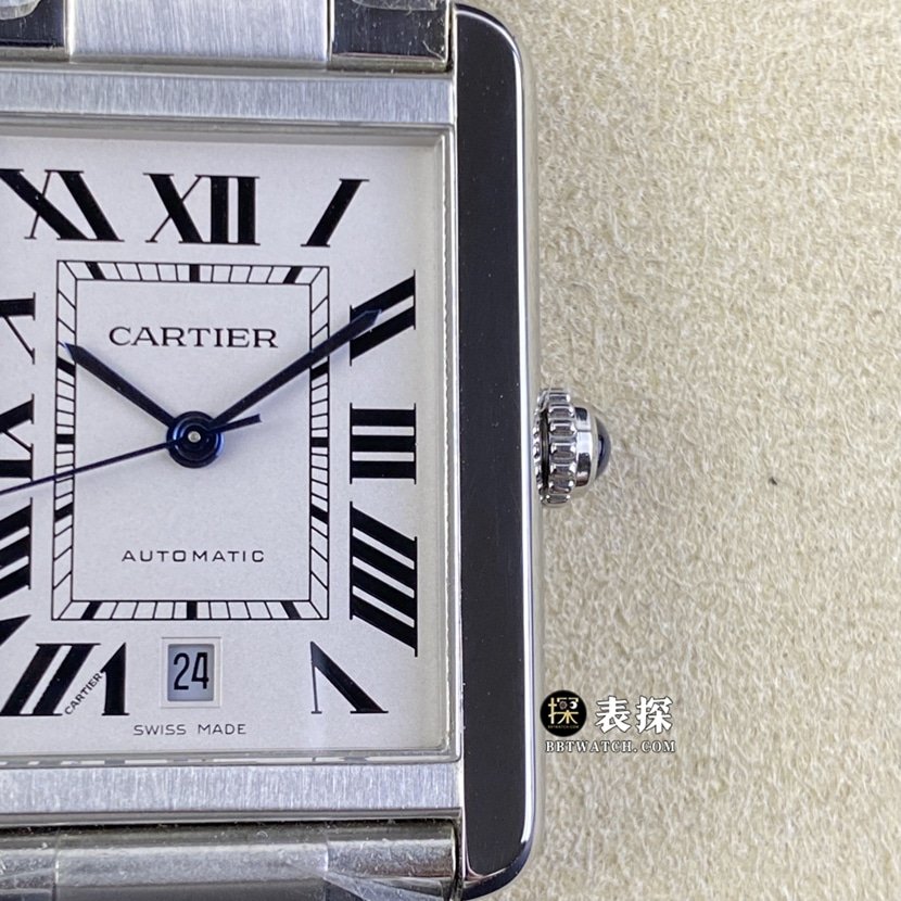 Cartier tank W5200028top-tier 1:1super clone watch men's silver white dialsteel bracelet picture and price front live photo