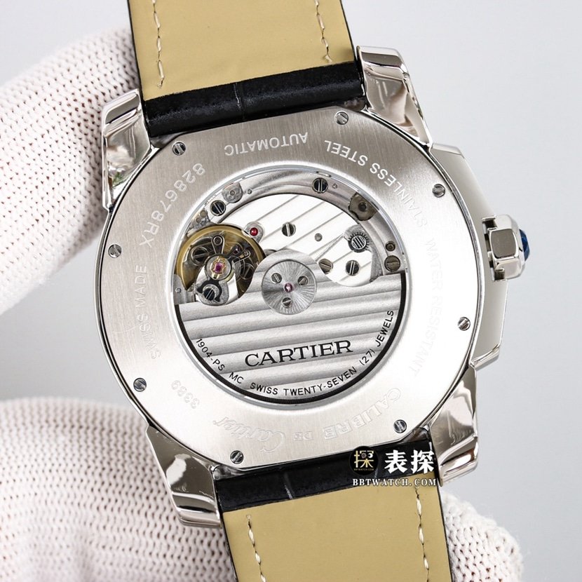 F5 factory CartierWF100015top-tier 1:1super clone watch men's silver gray plate rose gold diamond leather strap model picture and price caseback live photo