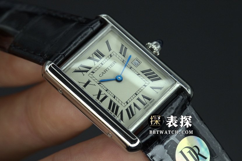 DR factory Cartier tank top-tier 1:1super clone watch ladies white dial blue needle leather strap model pictures and prices front live photo