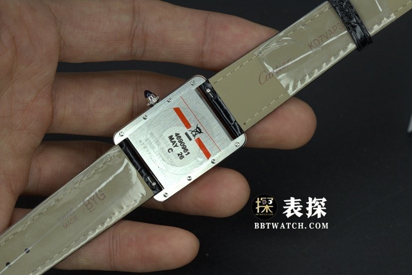 DR factory Cartier tank top-tier 1:1super clone watch ladies white dial blue needle leather strap model pictures and price caseback live photo