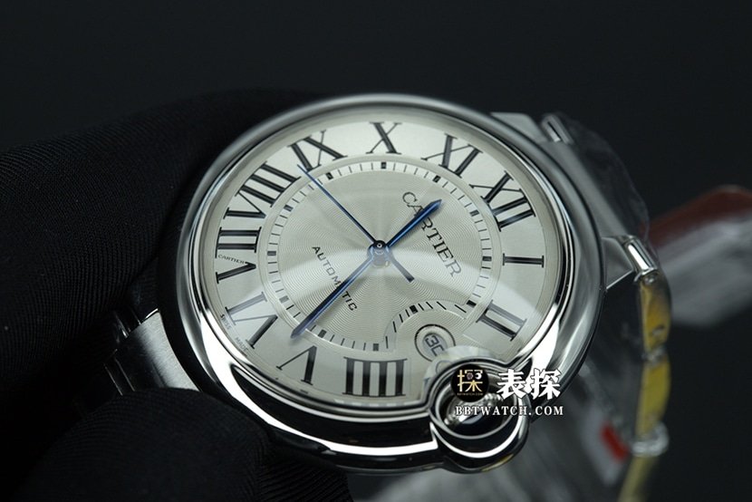 K3 factory Cartier blue balloon 1:1 top-tier replica watch men's silver white dialsteel bracelet model pictures and prices side live photo