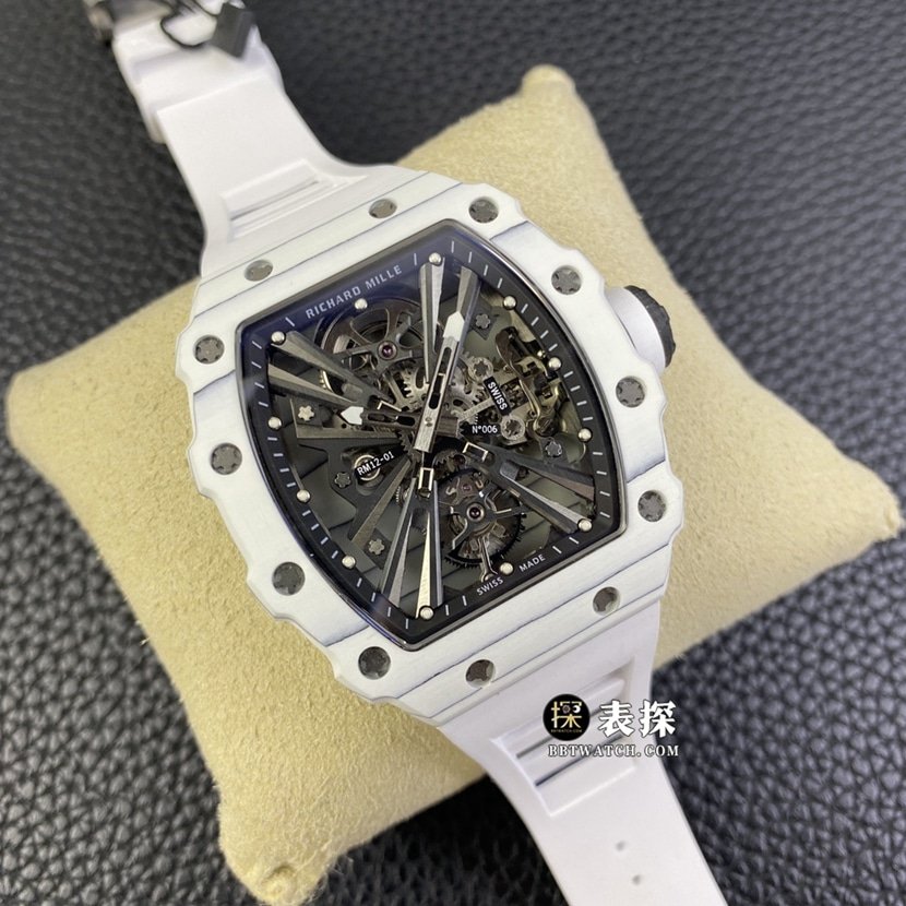 Richard Mille men's RM 12-01top-tier 1:1high-quality replica watch men's hollow disc rubber model pictures and prices front live photo