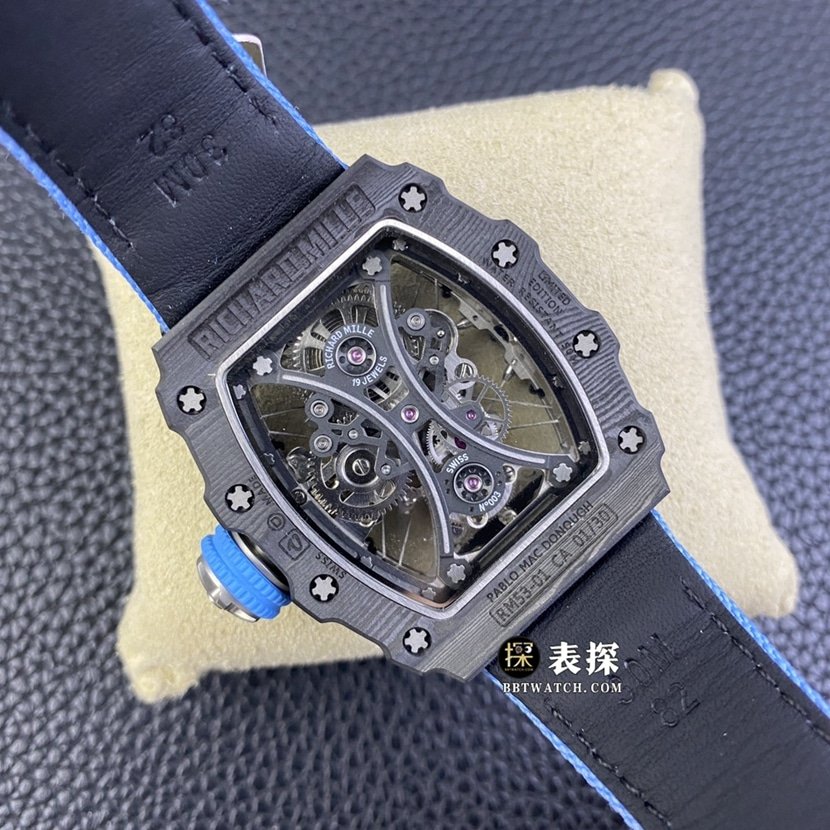 Richard Mille men's RM 53-01top-tier 1:1super clone watch men's hollow disc rubber model picture and price caseback live photo