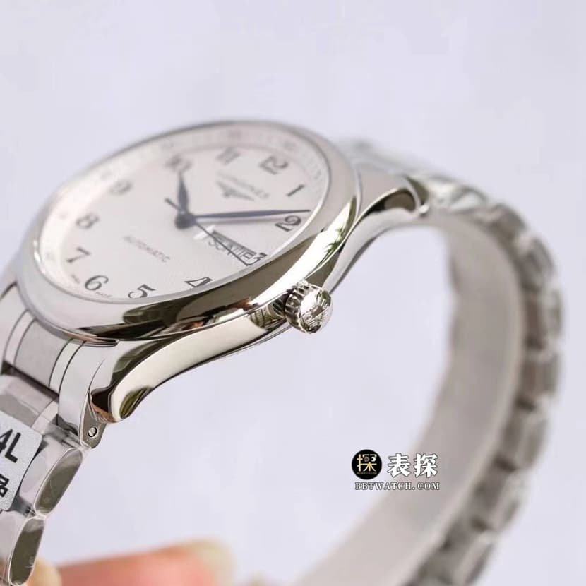 GR factory Longines watchmaking traditional top-tier replica watch men's silver wheat grain plate steel bracelet model pictures and prices side live photo