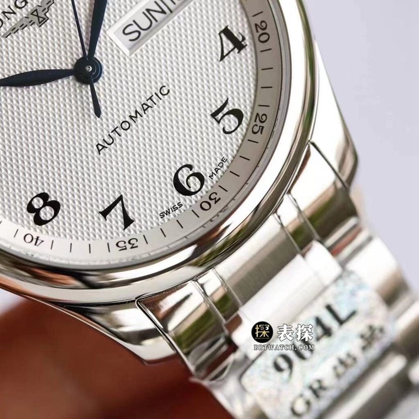 GR factory Longines watchmaking traditional top-tier replica watch men's silver wheat grain plate steel bracelet model pictures and prices front live photo
