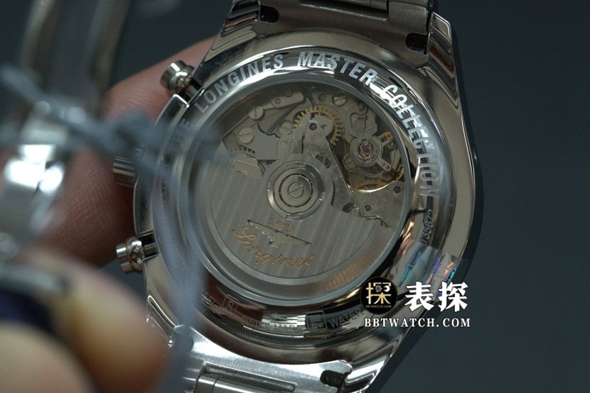 GS factory Longines famous eight-pin moon phasetop-tier replica watch white dial blue needle steel bracelet model picture and price caseback live photo