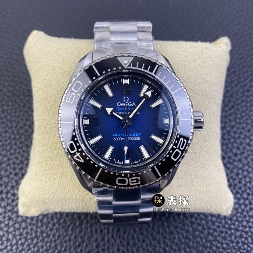 SBF Factory Omega Seamaster Super A Clone Omega: mostrador gradiente azul-preto King of the Seas, pulseira de aço 215.30.46.21.03.001 — luxury replica watch guide | Watch Replica Expert